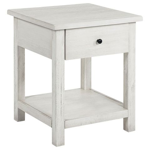 Payne End Table W/ Drawer (Distressed White) By Coaster Furniture ... inside Design Inspiration Featuring the Payne 2-Piece Distressed White Table Set